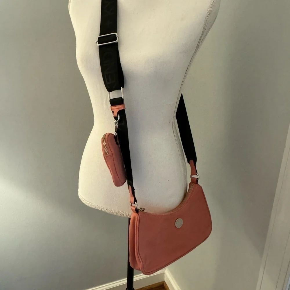 Kendall + Kylie coral pink crossbody bag and change purse nylon